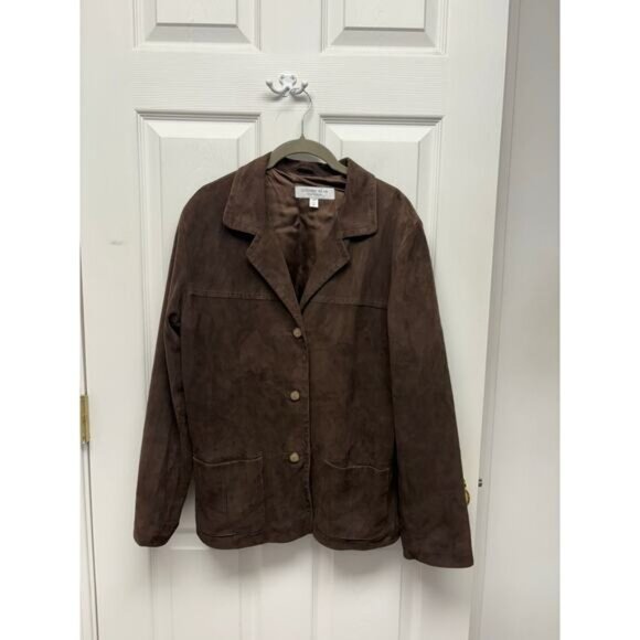Vintage Golden Bear Brown Suede Jacket Lined Leather Barn Coat Women’s Size M - Picture 1 of 7